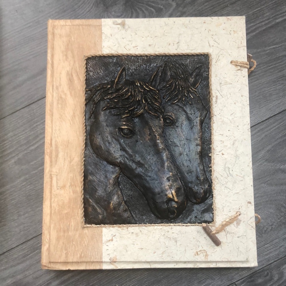 Handmade Blank pages photo album horses book with box